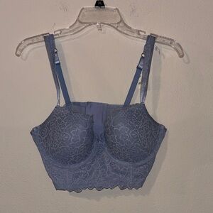 Aerie Real Power Balconette Lightly Lined Sparkle Eyelash Lace Bra Size 36D